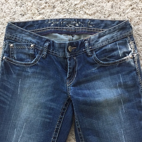 Express distressed thick stitch flap pocket jeans - Picture 3 of 6